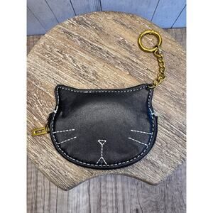 Vegan Leather Coin Bag Black Cat Purse Bag Wallet Black Wallet FAST SHIP NEW